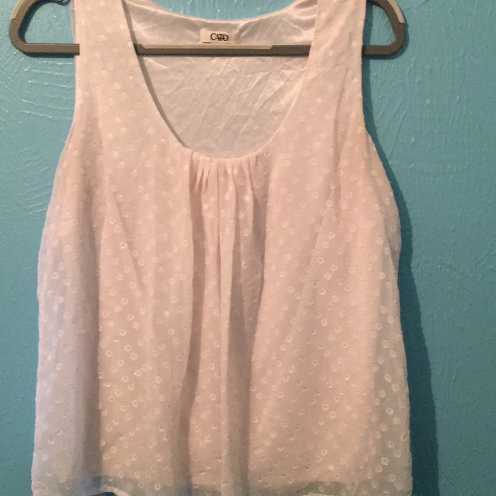 Cato sleeveless white, silver top. Size large.